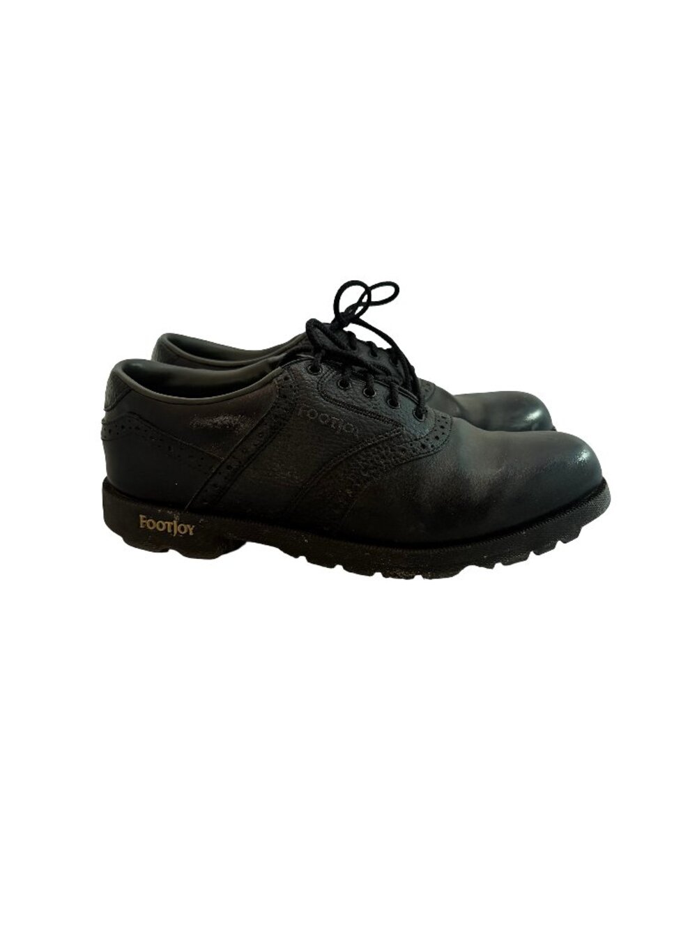 FootJoy GreenJoys Black Saddle Oxford Golf Shoes Spiked Cleats Lace Size 9 Men's